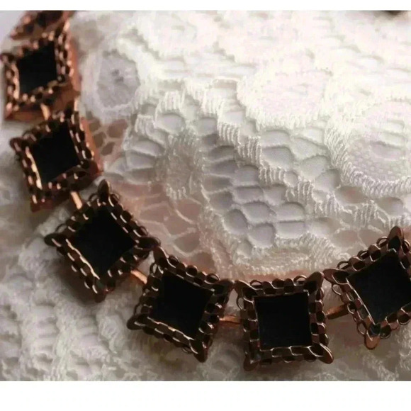 Pure Decadence Found in this stunning Renoir  “Ebony Lace” Copper Chocker - Picture 2 of 6